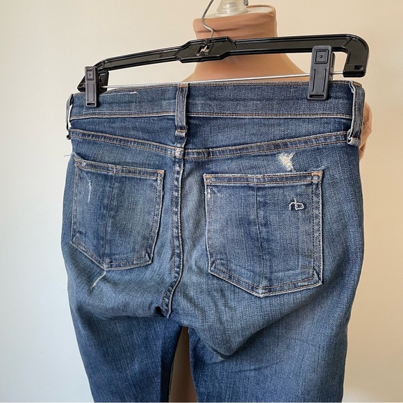 Rag & Bone Intermix Skinny Distressed Destroyed Low Rise Dark Wash Blue Jeans 25 - Picture 5 of 10